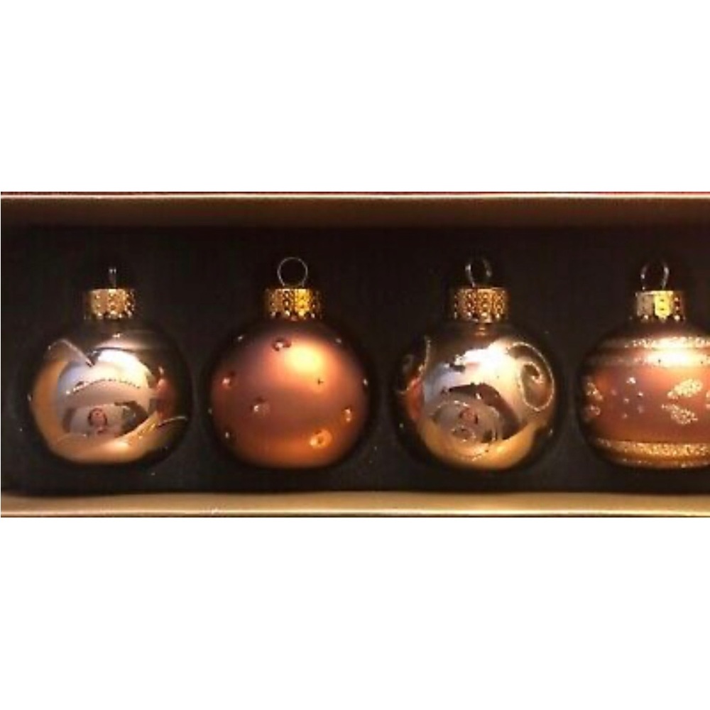 Vintage Christmas Glass Ornaments 4 pk
